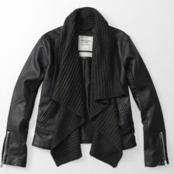 Abercrombie & Fitch Jackets & Blazers - Abercrombie vegan leather jacket w sweater collar